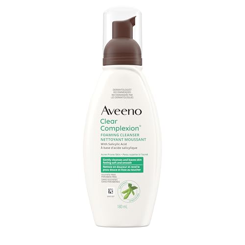 Aveeno Clear Complexion Foaming Cleanser, Acne Prone Skin, Scar, Acne Treatment, Hypoallergenic, 180-mL