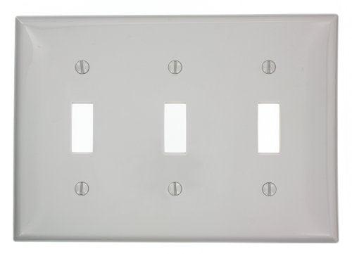 Leviton 80711-GY 3-Gang Toggle Device Switch Wallplate, Gray