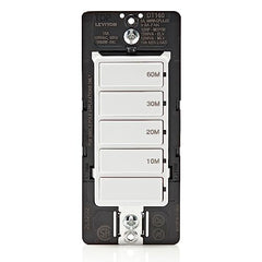 Leviton Countdown Timer Switch for Bathroom Fan and Household Lights, 10-20-30-60 min, No Neutral Required, Single Pole, 15A, 1/2HP/9.8A Fan/Motor, DT160-1LW, White