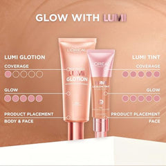 L'Oréal Paris Lumi Le Glow Tint, Glowy Skin Tint Foundation, Lightweight Buildable Coverage, Water-Based Formula, Light Warm 130, 25 ml