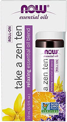NOW Essential Oils, Take A Zen Ten Roll On, Non-GMO Project Verified, Relaxing Blend, Steam Distilled, Topical Aromatherapy, 10 mL