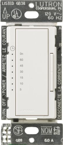 Lutron Maestro Countdown Timer Switch for Fans and Lights, 3A/150-Watt LED Bulbs, Single-Pole/Multi-Location, MA-T51MN-SW, Snow