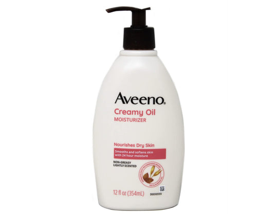 Aveeno Creamy Oil Moisturizer, Dry Skin, Almond Oil & Oat, Non-Comedogenic, Paraben Free, Lightly scented, 354-mL