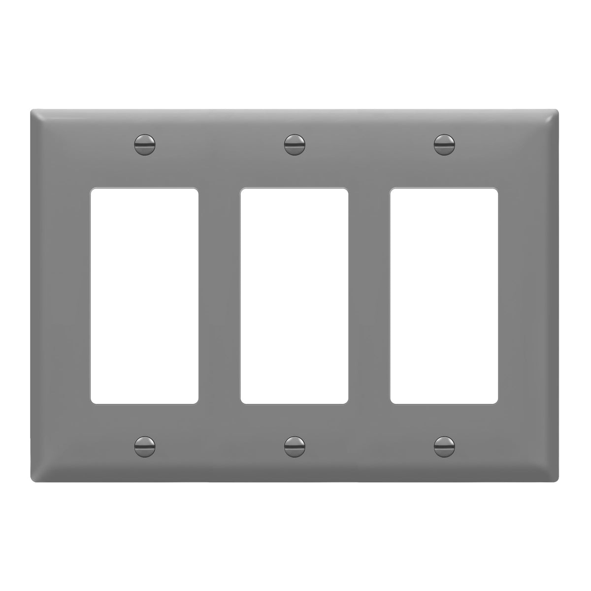 ENERLITES Decorator Wall Plate, Light Switch or Receptacle Outlet Cover, Gloss Finish, Size 3-Gang 4.50" H x 6.38" L, 8833-GY, Gray