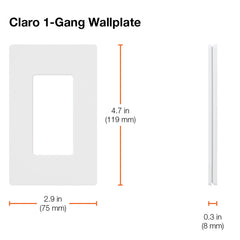 Lutron Claro 1 Gang Decorator/Rocker Wallplate, Gloss | CW-1-LA | Light Almond