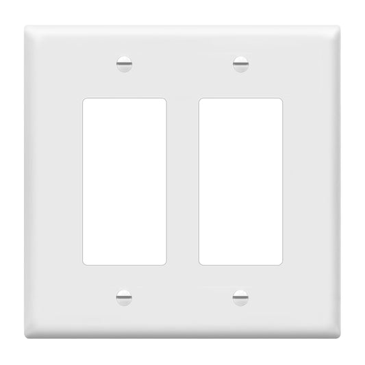 Enerlites 8832M 2-Gang Decorator/GFCI Device Wall Plate, Mid-Size, Unbreakable Polycarbonate, White