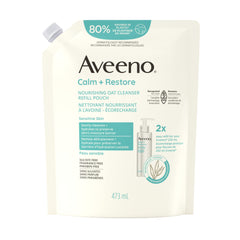 Aveeno Calm + Restore Nourishing Oat Facial Cleanser Refill Pouch, Sensitive Skin, Gentle Cleanser473 mL