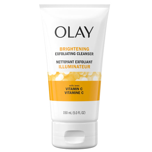 Olay Brightening Vitamin C Face Cleanser, Brightening Face Wash for Dull Skin with Vitamin C and Gentle Exfoliating Crystals, 150 mL