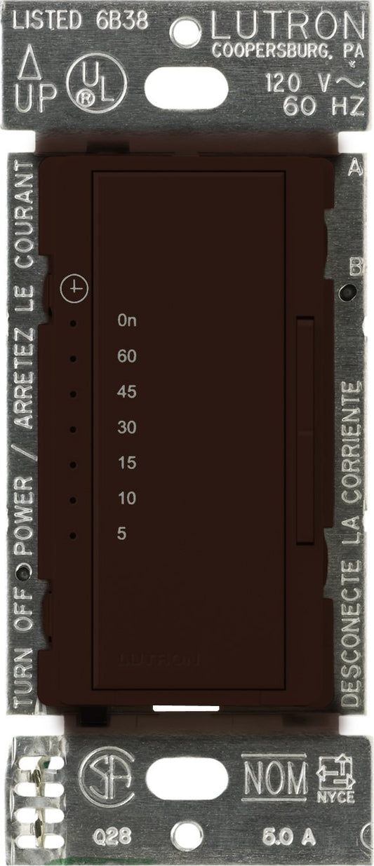 Lutron Maestro Countdown Timer Switch for Fans and Lights, 3A/150-Watt LED Bulbs, Single-Pole/Multi-Location, MA-T51MN-BR, Brown