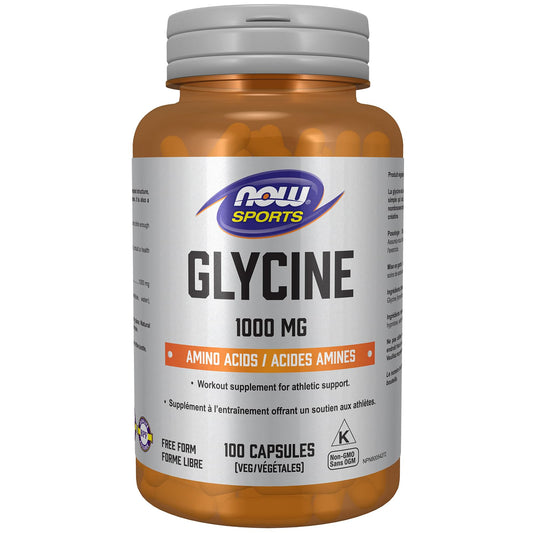 NOW Sports Glycine 1000 mg Vegetable Capsules, 100 Count