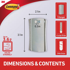 Command Wire Back Picture Hanger 17048-EF, White, 1 Hanger, 4 Large Strips, 4 Mini Strips