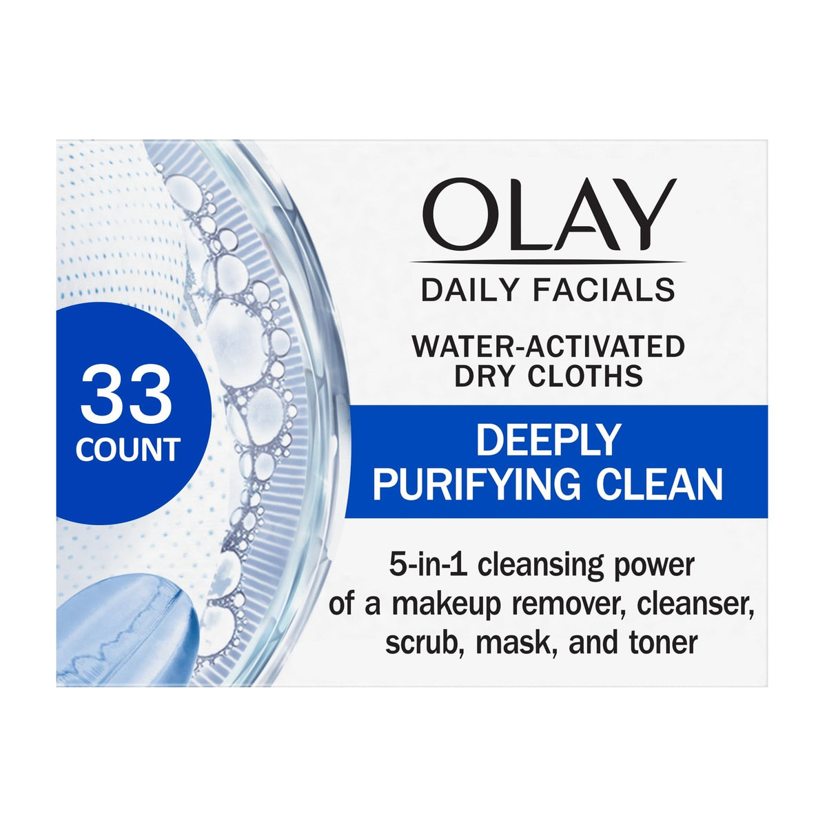 Olay Daily Facials Deep Purifying Cleansing Cloths, 33 Count