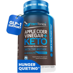 Herbtonics Apple Cider Vinegar with Keto BHB Salts | GLP-1 Weight Loss Supplement | Appetite Suppressant & Fat Burner for Women & Men | ACV Capsules for Weight Management | 120 Count
