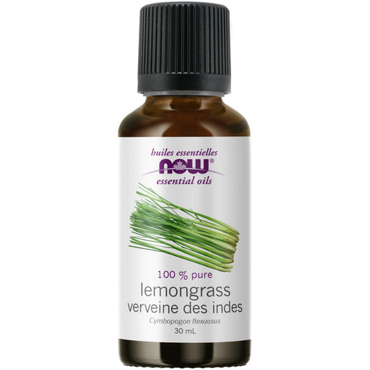 NOW Essential Oils, Lemongrass Oil, Uplifting Aromatherapy Scent, Steam Distilled, 100% Pure, Vegan, Child Resistant Cap, 30mL