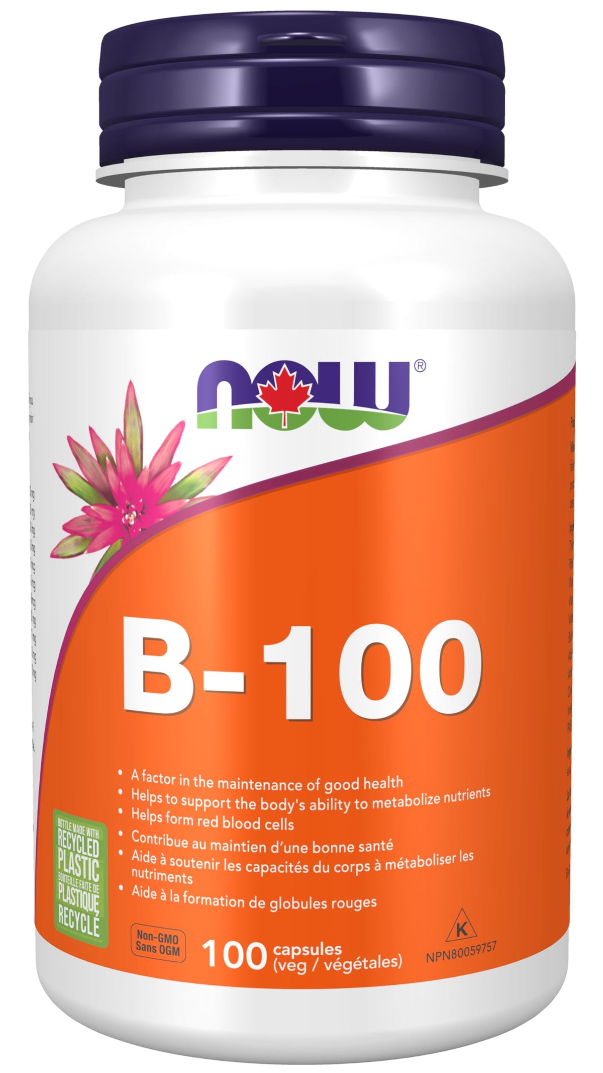 NOW Supplements, Vitamin B-100, Energy Production, Nervous System Health, 100 Veg Capsules