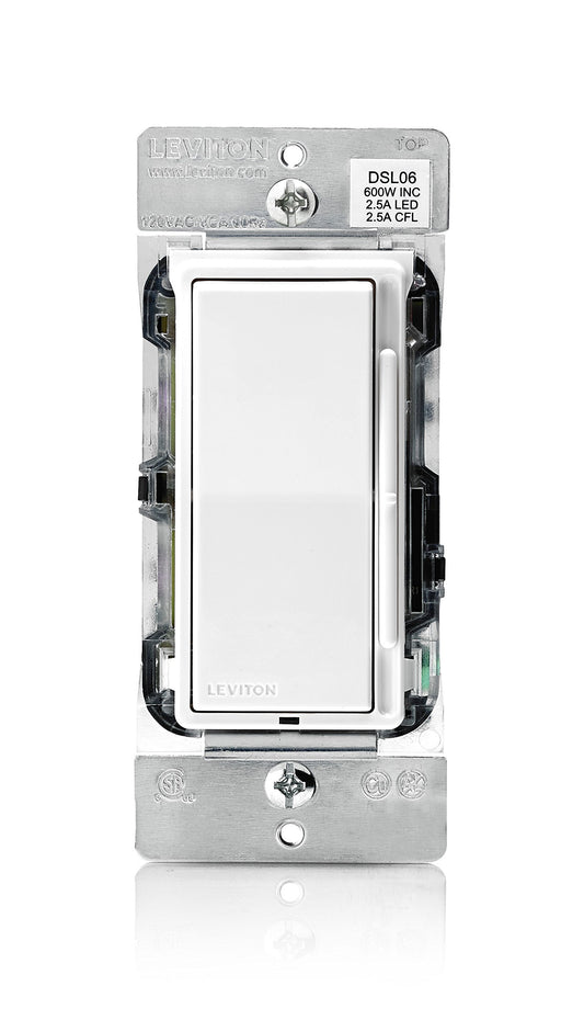 Leviton Decora Slide Dimmer Switch for Dimmable LED, Halogen and Incandescent Bulbs, DSL06-1LZ, White