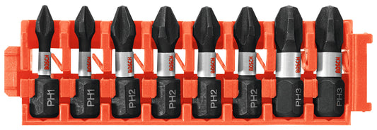 Bosch CCSPHV108 8Piece Impact Tough Phillips 1 In. Insert Bits with Clip for Custom Case System