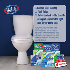 2000 Flushes Automatic Toilet Bowl Cleaner | Blue plus Detergents 100g | Makes scrubbing easier by helping break down toilet bowl residue and stains, with pine oil scent | 2 Cubes