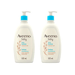 Aveeno Baby Lotion, Daily Moisturizing Cream for Sensitive Skin, Natural oat, Fragrance Free, Paraben Free, Pack of 2 (1064 ml Total)